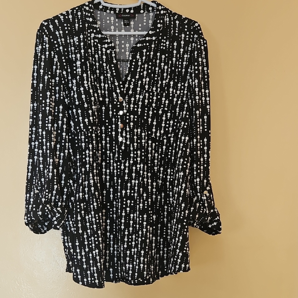 Cocomo Black and White Dot Blouse